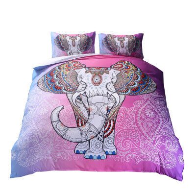 

iDouillet Mandala Dream Elephant Printed Bedding Set Duvet Cover&Pillow Sham Pink Twin Queen King Size