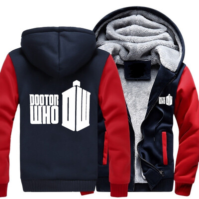 

2018 New USA SIZE Men Winter Autumn Hoodies Doctor Who Galleries pattern Fleece Coat Baseball Uniform Sportswear Jacket wool