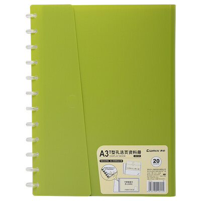 

Coix A3A4 horizontal T-hole loose-leaf information book test paper 20 page folder green A3123