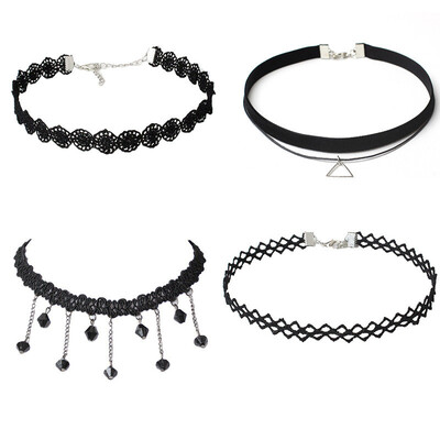 

Pcs / pack Choker Necklace Черная кружевная кожаная бархатная полоса женщина Воротник Party Jewelry Шея аксессуары чокер