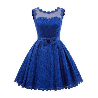 

CAZDZY Straps Appliques Bowknot Lace Homecoming Dress