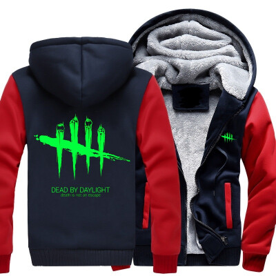 

2018 New Mens Sweatshirt Game Dead by Daylight Luminous Logo Thick Hoodies Printing Pattern Zip up Fleece Zipper Tracksuit Tops pl