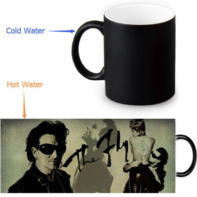 

U2 Rock Band 350ml12oz Heat Reveal Mug Color Change Coffee Cup Sensitive Morphing Mugs Magic Mug Milk Tea Cups