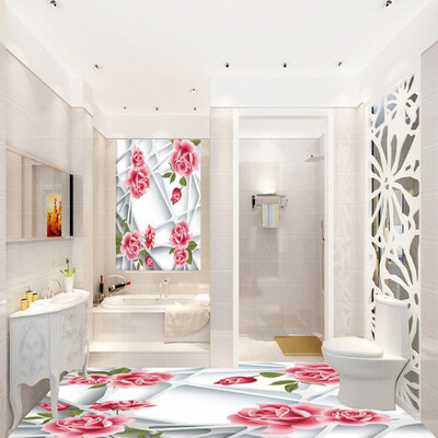 

Free Shipping 3d pink roses floor stereo wear high-quality waterproof office decpration bedroom wallpaper mural 250cmx200cm