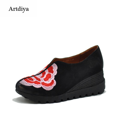 

Artdiya Original 2018 Ethnic Style Slopes Women Shoes Genuine Leather Embroidered Flowers Four Seasons Shoes 038-11