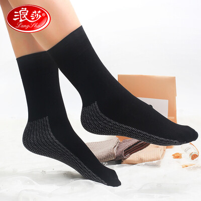

Langsha short stockings womens cotton velvet anti-slip flesh-colored anti-hook pair right short socks black 3 skin 2