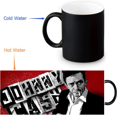

Johnny Cash Morphing Mug Color Change Tea Cup Magic Milk Coffee Mug