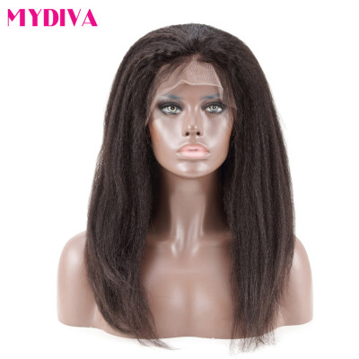 

Mydiva Kinky Straight 360 Lace Frontal Wigs For Black Women With Baby Hair Brazilian Remy Hair Pre Plucked 150% Density