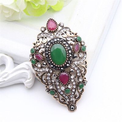 

старинные турецкие женщины цветок броши Pins старого золота цвет смолы broches брошь кулон двойной цели дамы этнических украшений