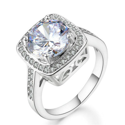 

High Quality Cube Crystal Engagement Ring White Rose Gold Plated CZ Diamond Wedding Ring Wholesale Fashion Jewelry R071 R111