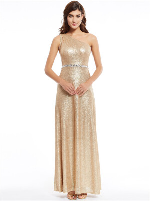 

CAZDZY One Shoulder Sequins A Line Evening Dress