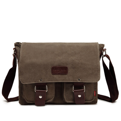 

New High Quality Vintage Men Crossbody Sholder Bag Canvas Pu Leather Satchel Military Bag Bolsa Brand Mens Messenger Bags
