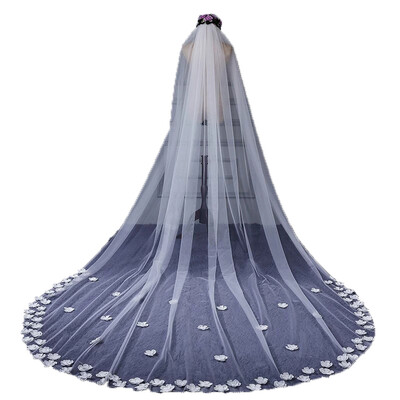 

White Bridal Veil 3 Meters Long Soft Tulle Flowers Wedding Accessories