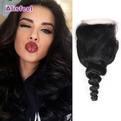 

Peruvian Loose Wave Closure Human Hair With Bleached Knots 4×4 Peruvian Virgin Hair Loose Wave 3 Parts Closure