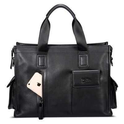 

Pabin Pabin first layer leather mens bag business casual leather billiard shoulder slung briefcase PB006 black