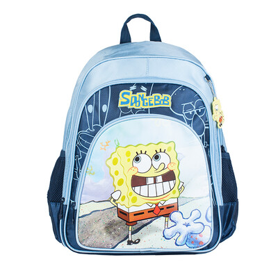 

Утро (M & G) канцелярские Мультфильм SpongeBob детские школьные сумки плеча сумку три большие синие 430мм * 320мм QBBN3004