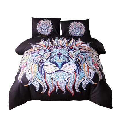 

IDouillet Indian Native Dreamcatcher Bedding Spirit Animal Lion Printed Duvet Cover and Pillowcase Set Twin Full Queen King Size