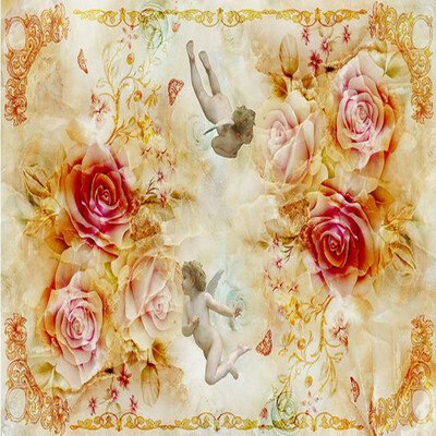 

3D photo wallpaper Angel European flower painting wallpaper ceiling frescoes Hotel KTV 3D stereo wallpaper mural