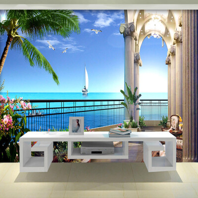 

Custom Photo Wallpaper 3D Wall Mural Wallpaper Expand The Space Balcony Sea View Living Room TV Background Wall Decor Paper