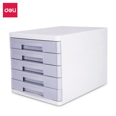 

Deli deli five-tier drawer desktop file cabinet information cabinet light gray 9762