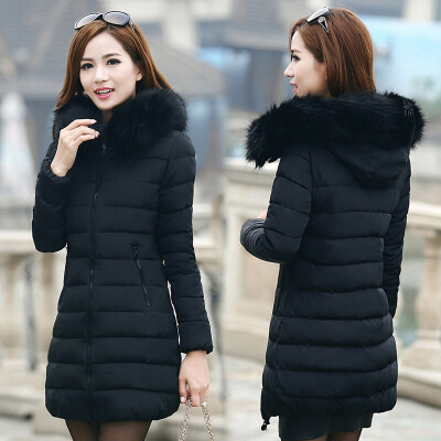 

2017 New Women's Fashion Wool Collar Winter Thicken Warm Down Jacket Cotton-padded Jacket