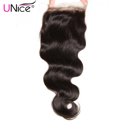 

UNICE HAIR Brazilian Virgin Hair Body Wave Closure Free Middle Three Part 100 Human Hair Lace Closure 10"-20" 120 Density Swiss