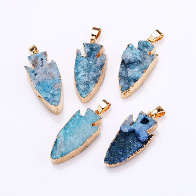 

Yumten Crystal Pendant Anchor Charms Natural Gold-plated The Geode Clusters Buds Necklace Fine Jewelry Gift Women Amethyst Stone