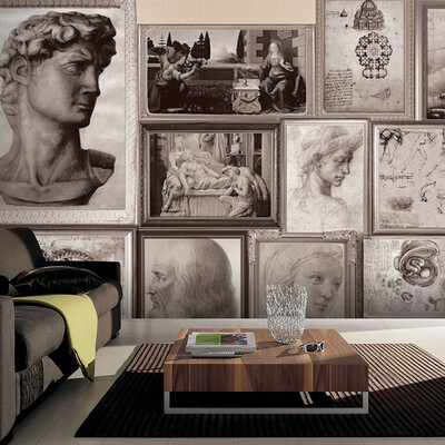 

Custom 3d mural wallpaper Black&white pencil sketch European wallpaper Da Vinci painted living room bedroom wallpaper