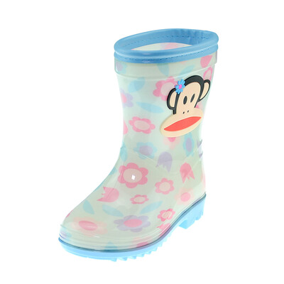 

PaulFrank big mouth monkey childrens rain boots boy cartoon non-slip water shoes girls rubber shoes PF1012K blue flowers 23