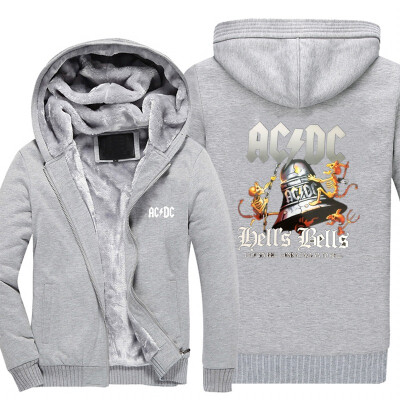 

2018 New Design AC DC Bell Skull Mens Hoodies I Got My Bell Gonna Take Ya To Hell Thicken Zipper man hoodies sweatshirt USA size