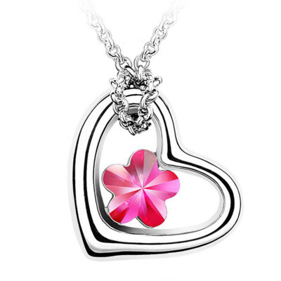 

Flower Necklace Crystal from Austrian High Quality Heart Pendants Necklace For Women Bijouterie Female Gift .112