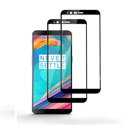 

GiGiboom 2pieces 9H Anti Scratch Полный охват Закаленное стекло Screen Protector Film для Oneplus 5T [Черный]