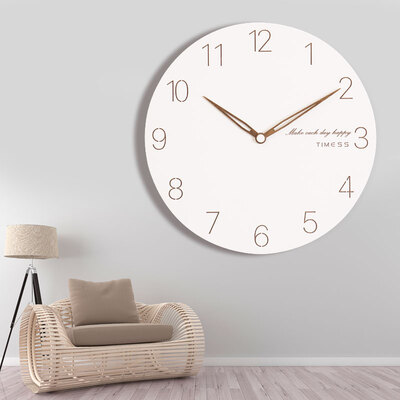 

Timess wall clock living room simple&quiet modern creative solid wood 12-inch wall charts