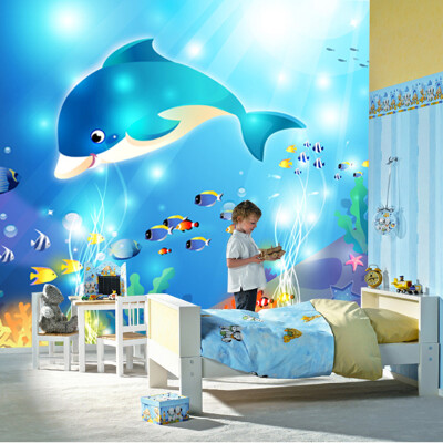 

Custom 3D Photo Wallpaper High-end Wall Mural Non-woven Cartoon Underwater Whale For Kids Bedding Room Sofa Wall Mural Wallpaper