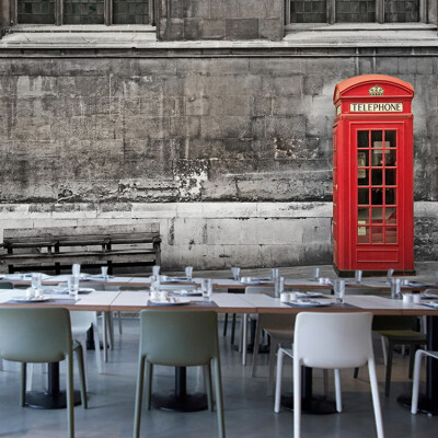 

Custom Size Photo Cafe restaurant leisure clothing store 3D European style retro wallpaper British street mural wallpaper