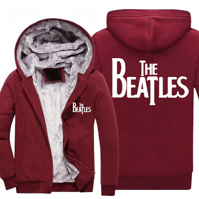 

2018 New USA SIZE Men Winter Autumn Hoodies The Beatles pattern Fleece Coat Baseball Uniform Sportswear Jacket wool