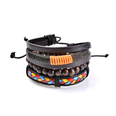 

61178114 PU braided leather bracelet tides male female bracelet