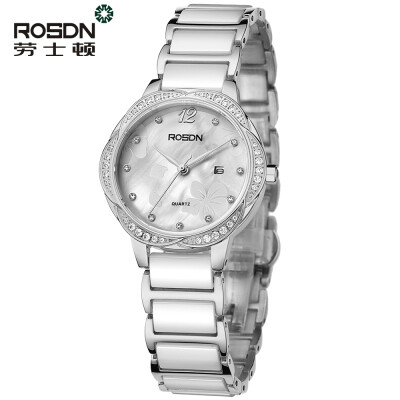 

ROSDN Brand Luxury Women Watches Ladies Ceramic Strap Watch Rose Gold Bracelet Wrist Watch Shell Dial Dress Watch Gift Bo