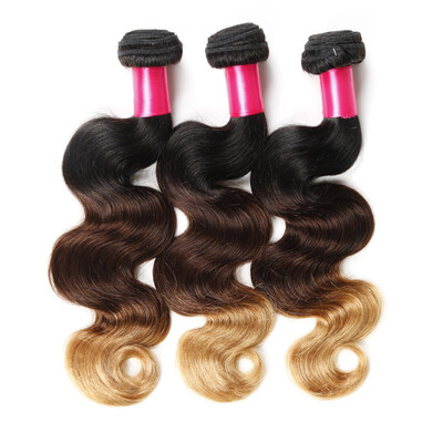 

8A Ombre Hair Extensions 1b/4/27 Blonde Ombre Virgin Human Hair 3Pcs 100g/pcs Three Tone Body Wave Hair Weave Brazilian Hair