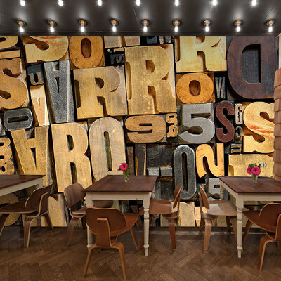 

3D photo wallpaper 3D stereo retro alphabet puzzle large mural European style coffee restaurant tea shop mural wallpaper