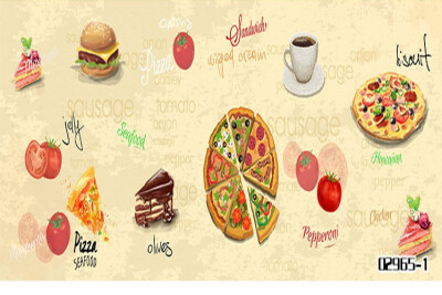 

Custom board wallpaper Western style pizza theme restaurant wallpaper cake wallpaper coffee leisure bar large mural