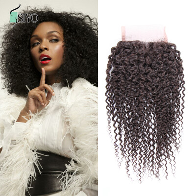 

8A Brazilian Kinky Curly Lace Closure Free Part Brazilian Kinky Curly Virgin Hair Closure Free Shipping