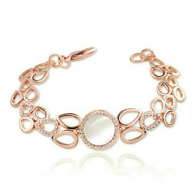 

Yoursfs® 18K Rose Gold Plated Opal Ring Bracelet Use Clear Austrian Crystal Bangle