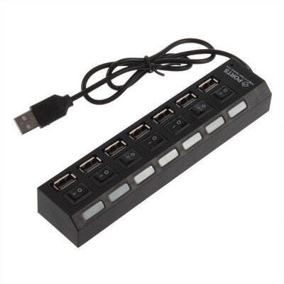 

мини - черный 7port USB 2.0 - on / off высокой скорости обмена поменять новые