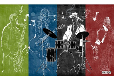 

3D photo wallpaper Korean art graffiti wallpaper concert instrument dance room background decoration mural wallpaper
