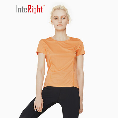 

INTERIGHT Summer Lady Fitness Training Sports Short Sleeve T-Shirt Pink Orange XL
