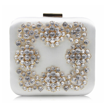 

Milisente Women Evening Bags Ladies Clutch Purse Blue Diamond Box Clutches Wedding Party Bag