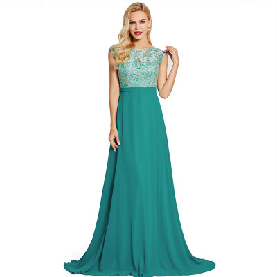 

CAZDZY Scoop Neck Half Sleeves Lace A Line Evening Dress
