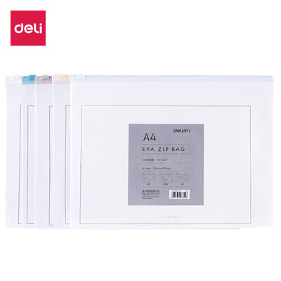 

Deli deli music series A4 transparent zipper bag file bag office pull side information bag single color random 72422