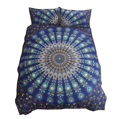 

iDouillet 23-piece Mandala Duvet Cover Set with 2 Pillowcases Light Weight Microfiber Reversible Bohemia Bedding Blue Peacock